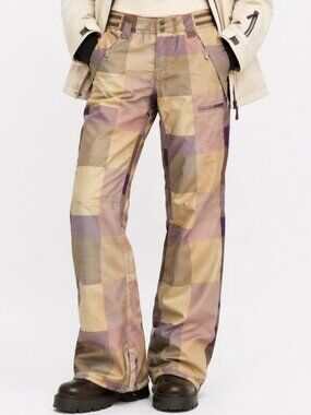 BILLABONG Y2K Insulated Snowboard Ski Pants Plaid Patchwork Medium